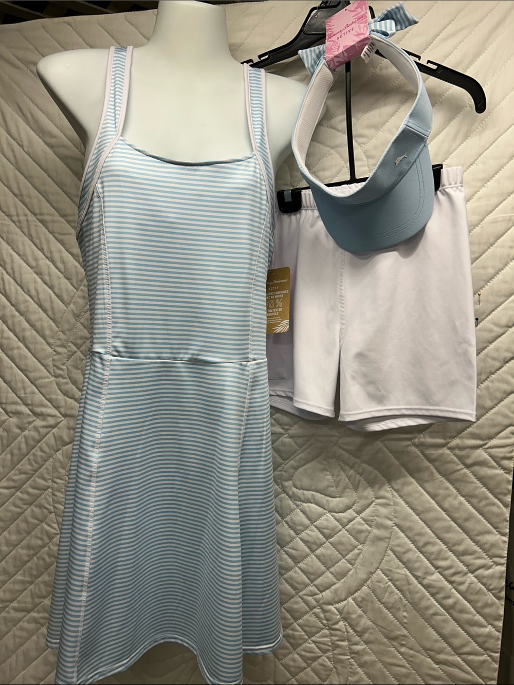 Tommy Bahama Light Blue & White Striped Midi Tank Dress in a SET